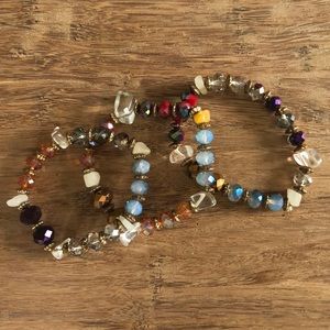 Set of Three Jeweled Bracelets